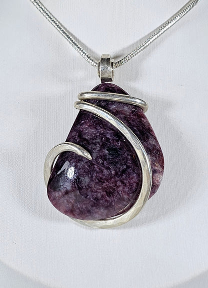 Eudialyte Handmade Stone Pendant Wrapped in Silver