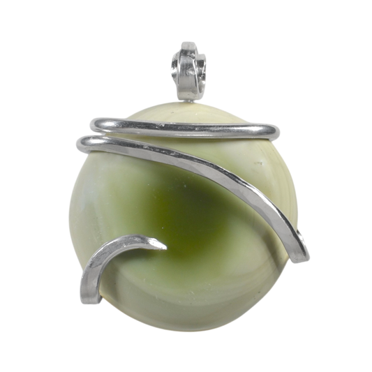 Imperial Jasper Handmade Stone Pendant Wrapped in Silver