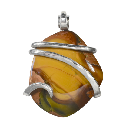 Polychrome Jasper Handmade Stone Pendant Wrapped in Silver