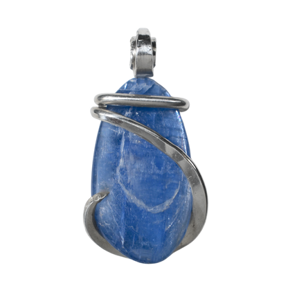 Blue Kyanite Handmade Crystal Pendant Wrapped in Silver