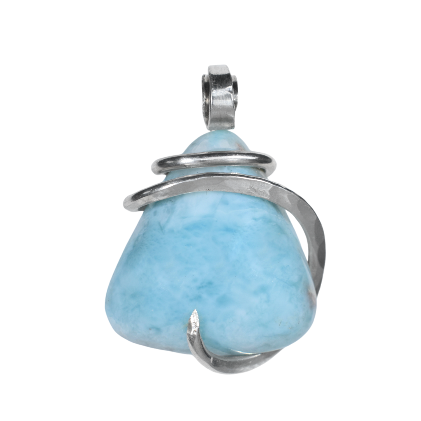 Larimar Handmade Crystal Pendant Wrapped in Silver