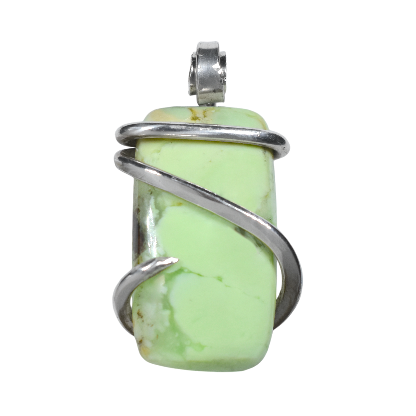 Lemon Magnesite Handmade Stone Pendant Wrapped in Silver