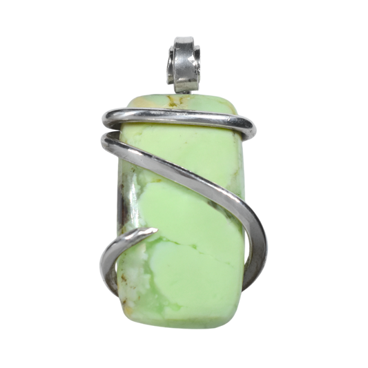 Lemon Magnesite Handmade Stone Pendant Wrapped in Silver