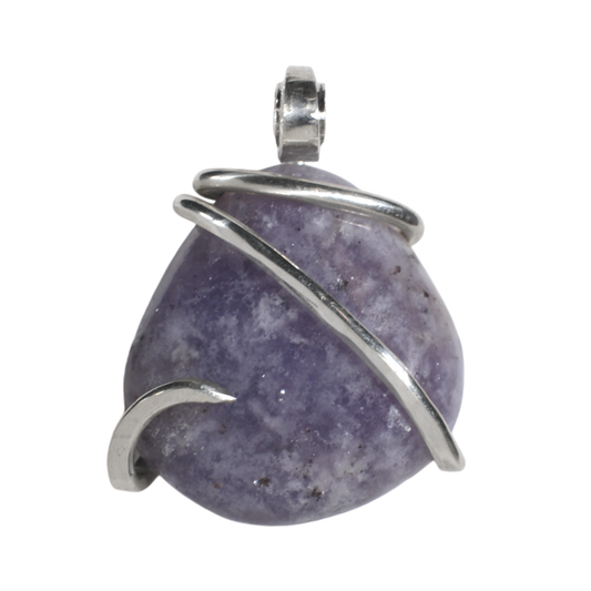 Lepidolite Handmade Stone Pendant Wrapped in Silver