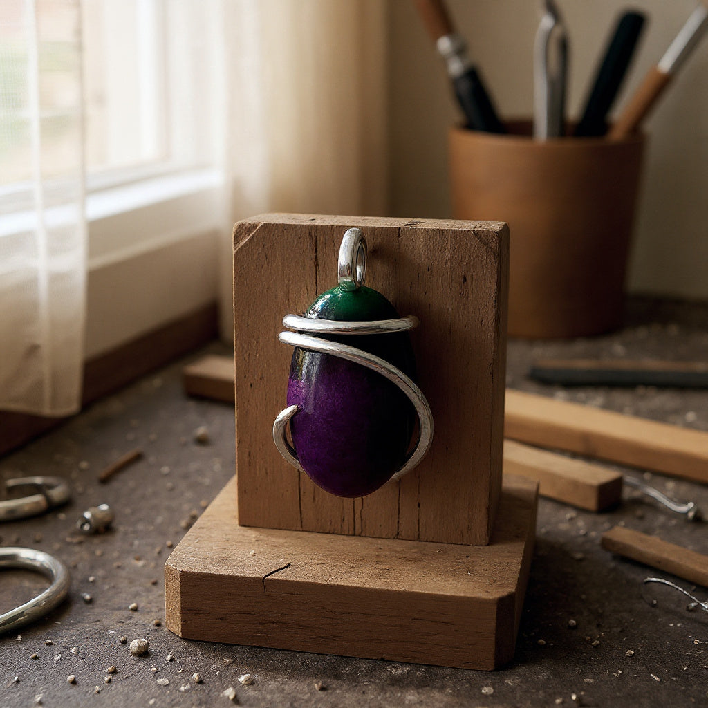 Ruby in Zoisite Handmade Stone Pendant Wrapped in Silver