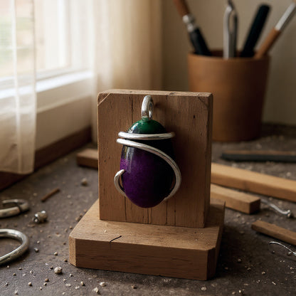 Ruby in Zoisite Handmade Stone Pendant Wrapped in Silver