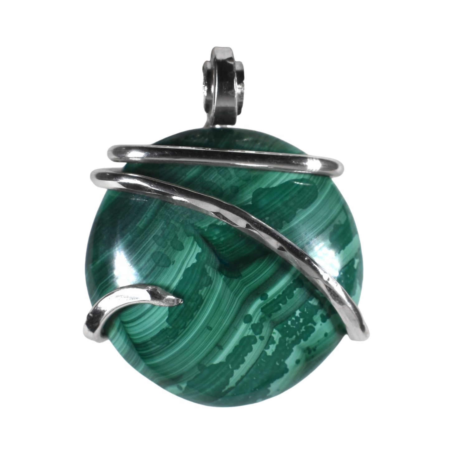 Malachite Pendant Necklace 925 Sterling Silver