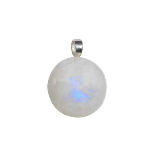 Rainbow Moonstone Handmade Crystal Pendant Wrapped in Silver