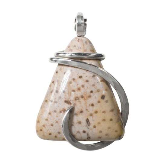 Petrified Palm Wood Handmade Stone Pendant Wrapped in Silver
