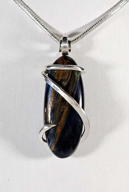 Pietersite Handmade Stone Pendant Wrapped in Silver