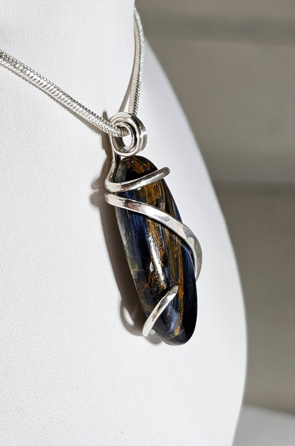 Pietersite Handmade Stone Pendant Wrapped in Silver