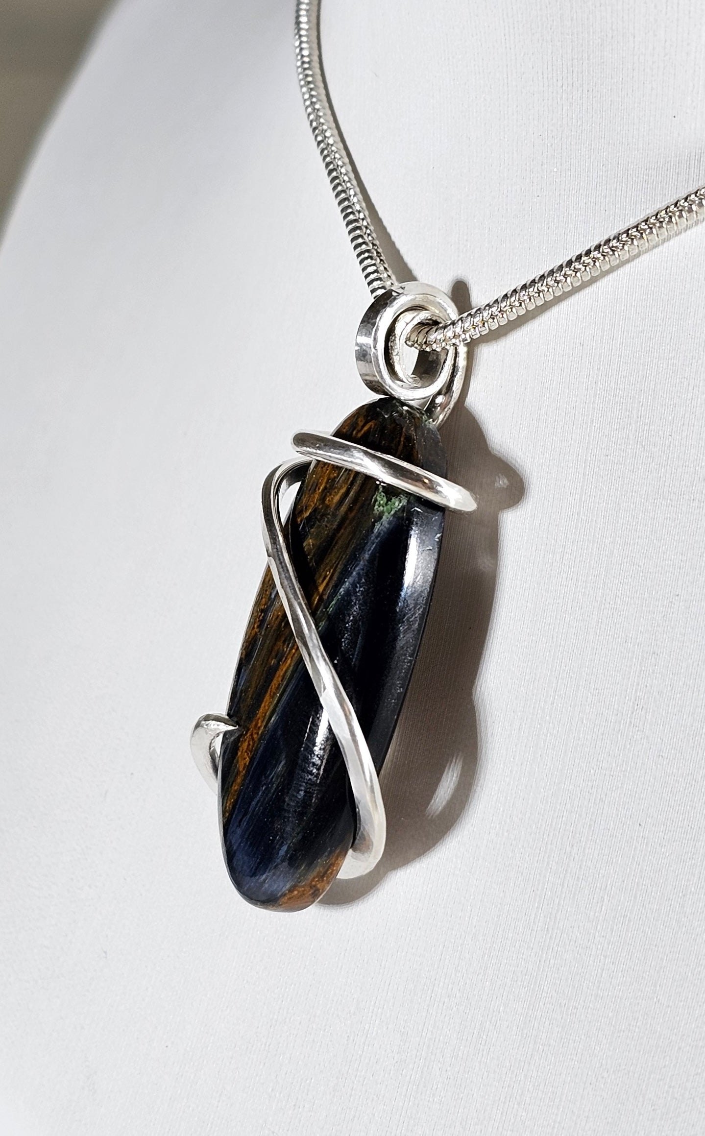 Pietersite Handmade Stone Pendant Wrapped in Silver