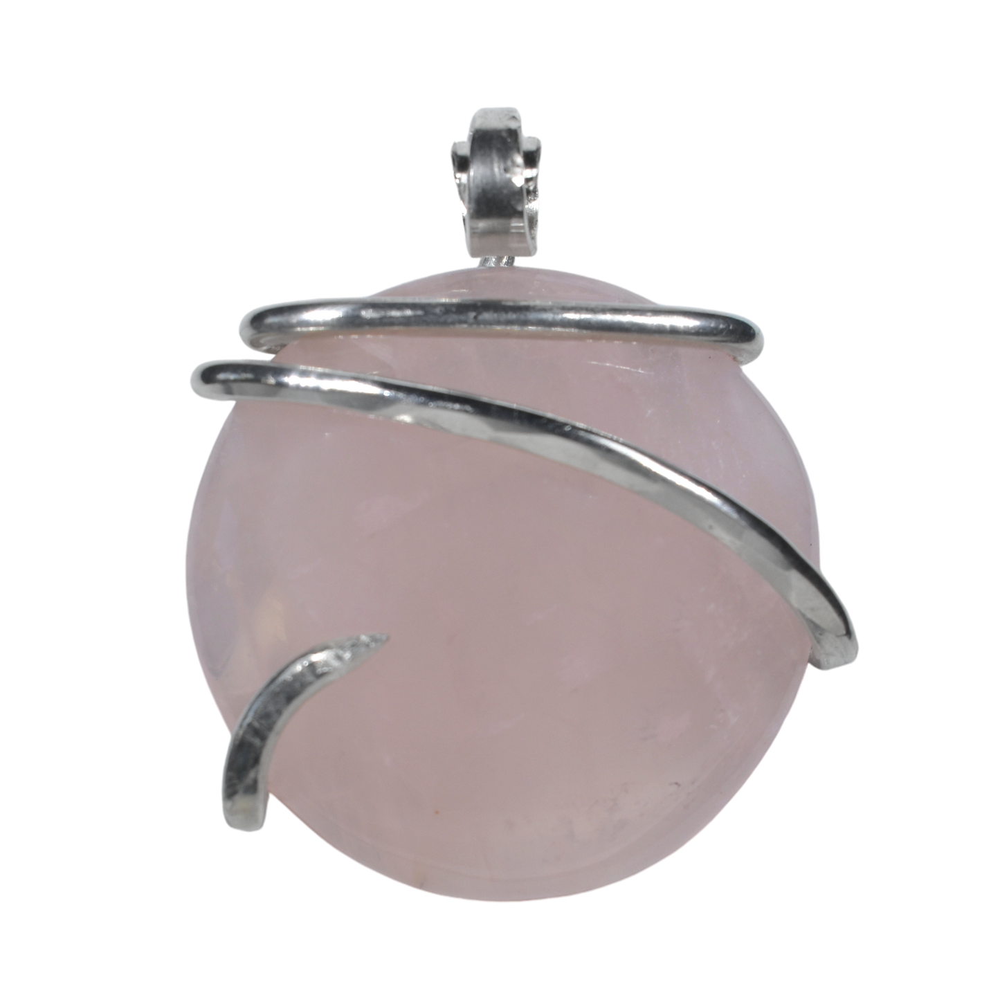 Rose Quartz Handmade Crystal Pendant Wrapped in Silver