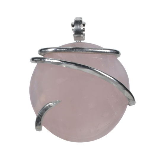 Rose Quartz Handmade Crystal Pendant Wrapped in Silver