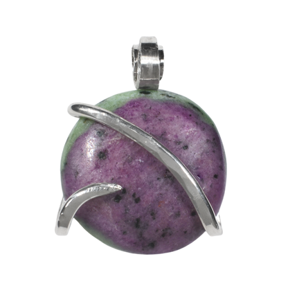 Ruby in Zoisite Handmade Stone Pendant Wrapped in Silver