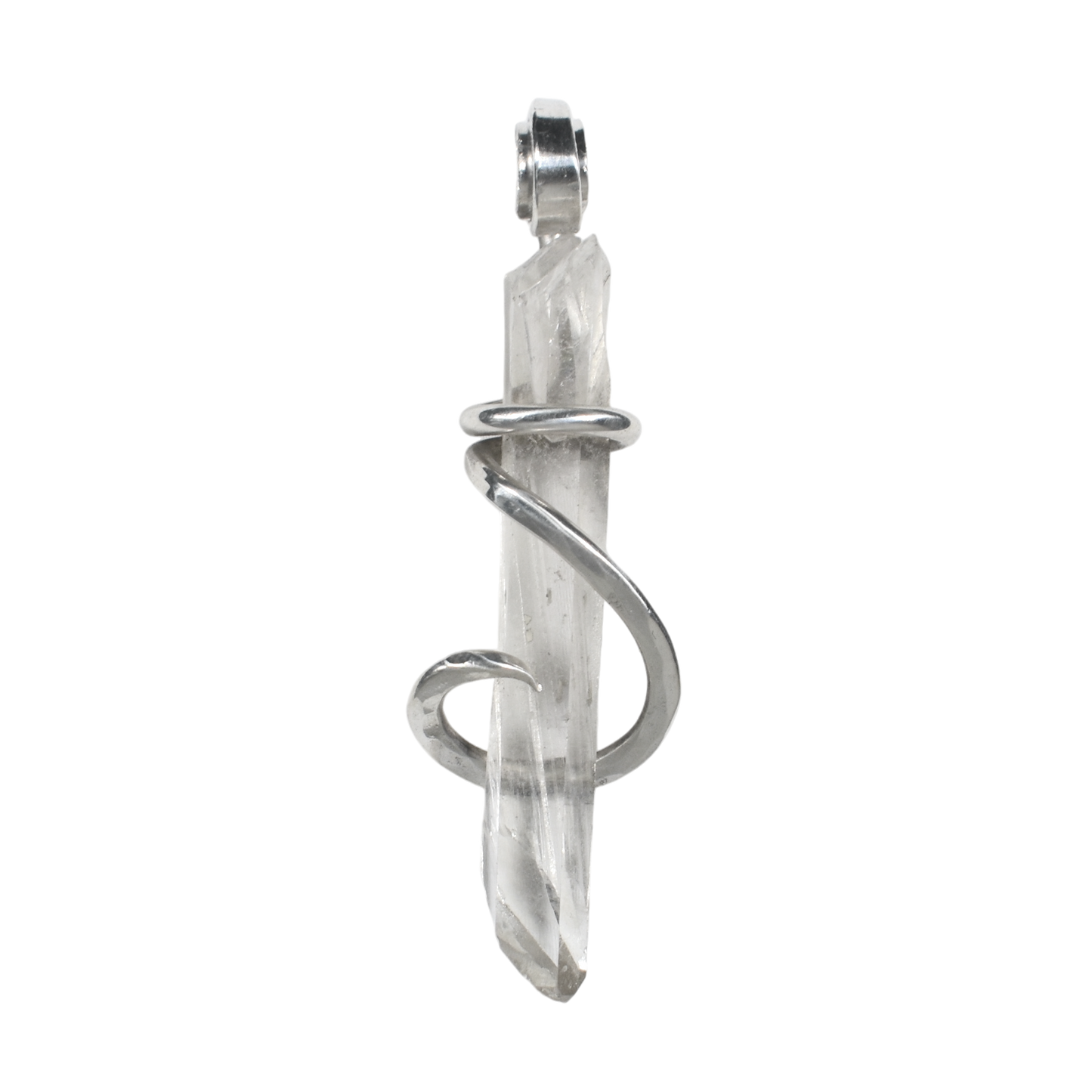 Natural Smoky Quartz Point Handmade Crystal Pendant Wrapped in Silver