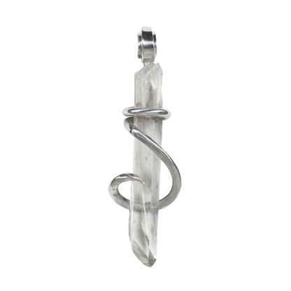 Natural Smoky Quartz Point Handmade Crystal Pendant Wrapped in Silver