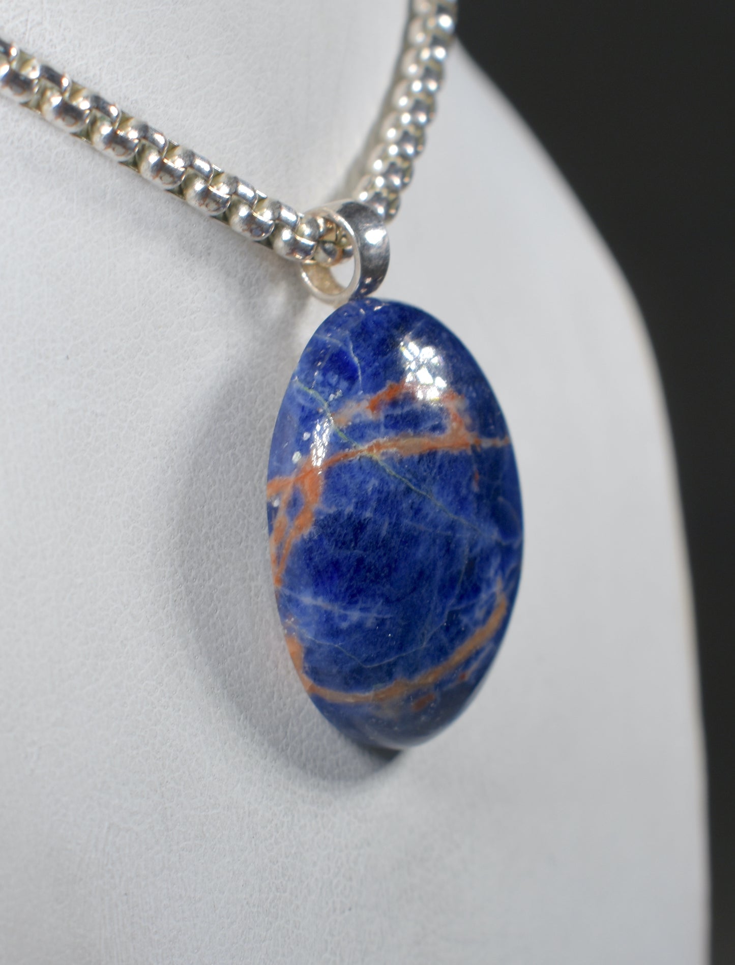 Sodalite Handmade Stone Pendant with Silver Bail