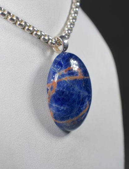 Sodalite Handmade Stone Pendant with Silver Bail