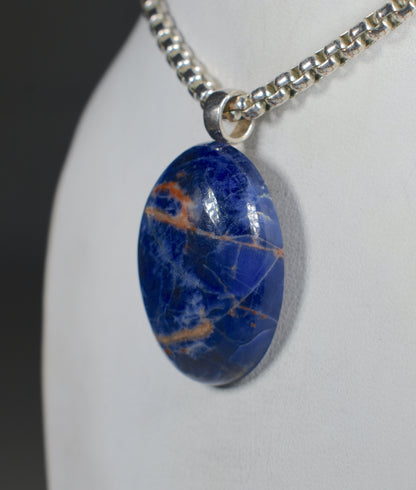 Sodalite Handmade Stone Pendant with Silver Bail