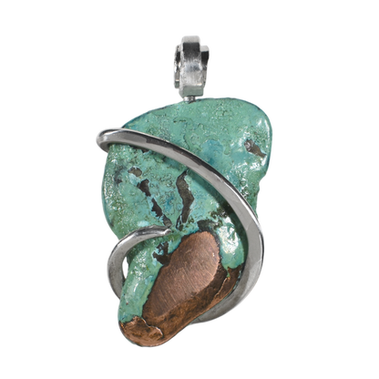 Splash Copper Handmade Stone Pendant Wrapped in Silver