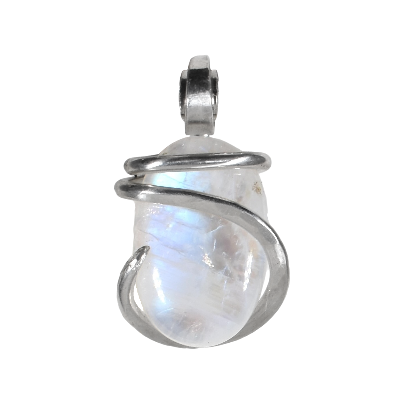 Rainbow Moonstone Pendant Necklace 925 Sterling Silver