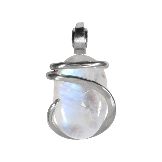 Rainbow Moonstone Pendant Necklace 925 Sterling Silver
