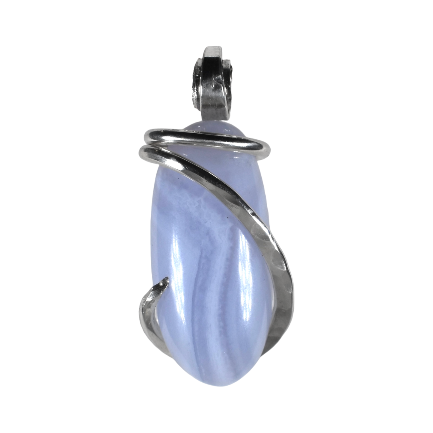 Blue Lace Agate Pendant Necklace 925 Sterling Silver