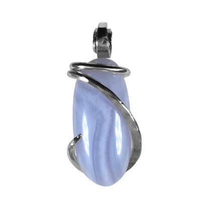 Blue Lace Agate Pendant Necklace 925 Sterling Silver