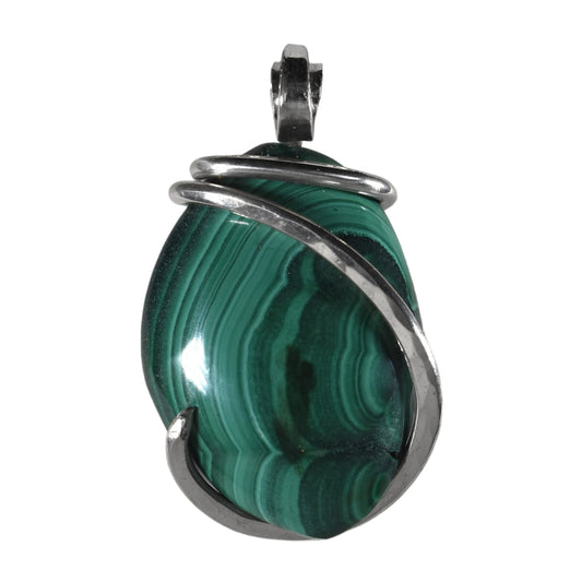Malachite Pendant Necklace 925 Sterling Silver
