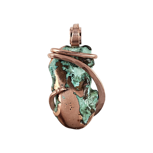 Splash Copper Handmade Stone Pendant Wrapped in Copper