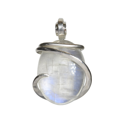 Rainbow Moonstone Handmade Crystal Pendant Wrapped in Silver