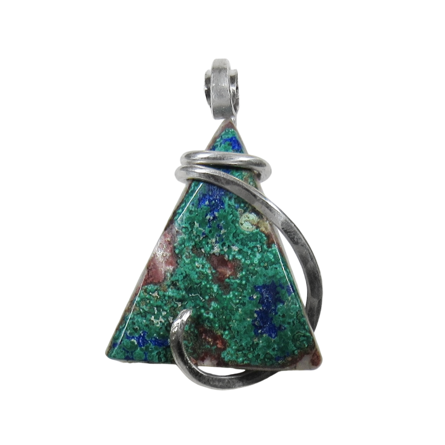 Azurite/Malachite Handmade Stone Pendant Wrapped in Sterling Silver