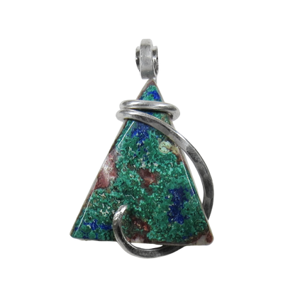 Azurite/Malachite Handmade Stone Pendant Wrapped in Sterling Silver