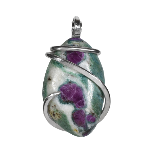Ruby in Fuchsite Handmade Stone Wrapped in Silver
