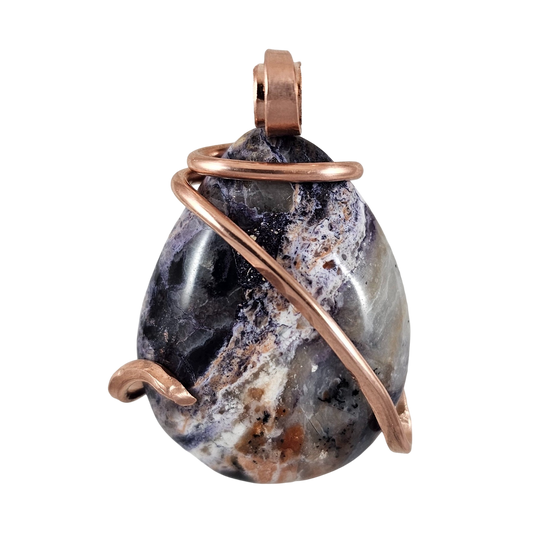 Tiffany Stone Handmade Stone Pendant Wrapped in  Copper