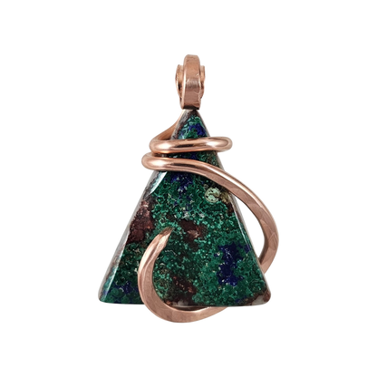 Azurite and Malachite Handmade Stone Pendant Wrapped in Copper