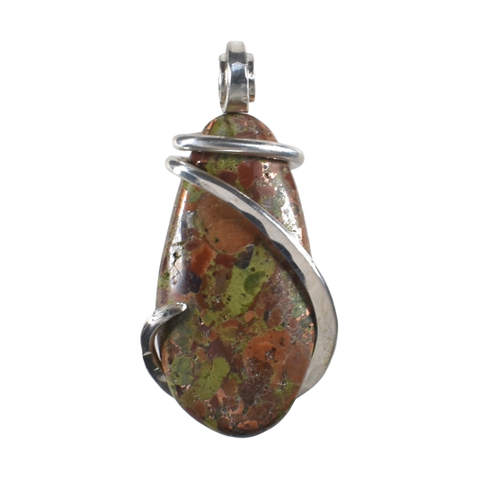 Copper in Matrix Handmade Stone Pendant Wrapped in Silver