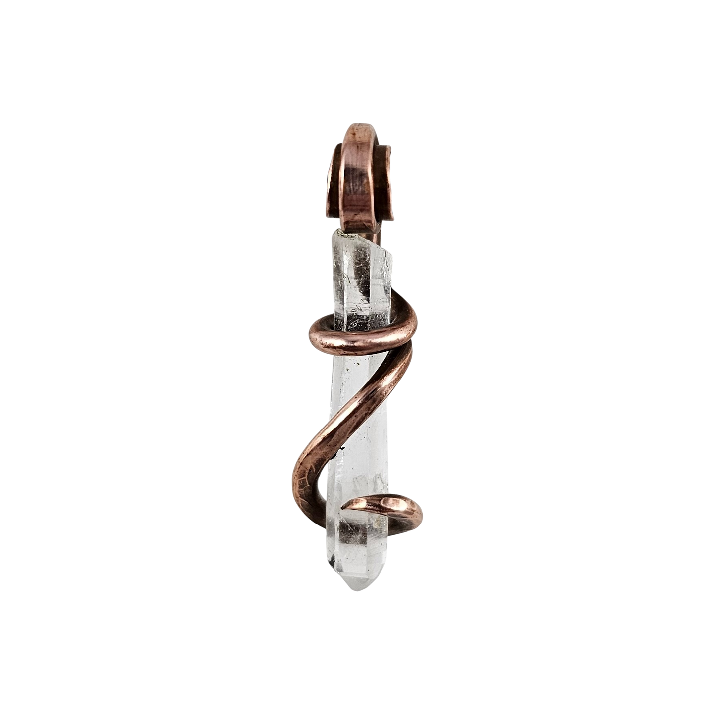 Clear Quartz Point Handmade Crystal Pendant Wrapped in Copper