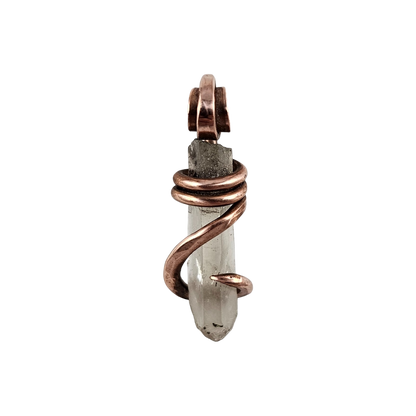 Clear Quartz Point Handmade Crystal Pendant Wrapped in Copper