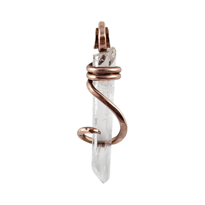 Clear Quartz Point Handmade Crystal Pendant Wrapped in Copper