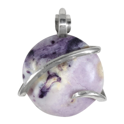 Purple Opal Stone Pendant Hand Wrapped in Silver