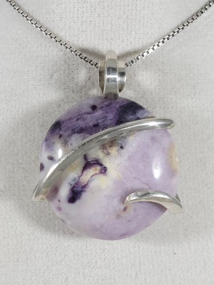 Purple Opal Stone Pendant Hand Wrapped in Silver