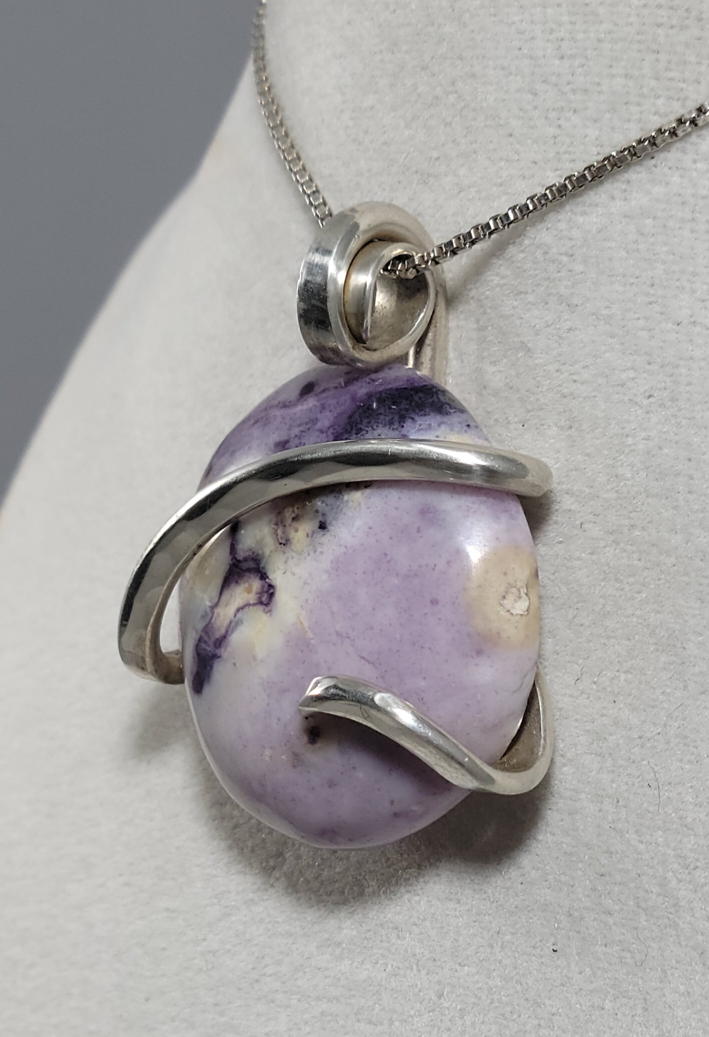 Purple Opal Stone Pendant Hand Wrapped in Silver