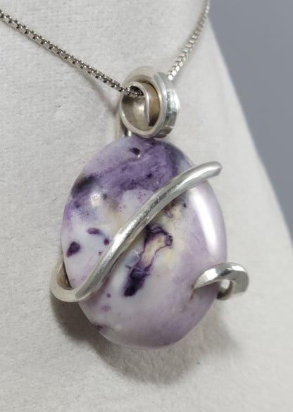 Purple Opal Stone Pendant Hand Wrapped in Silver