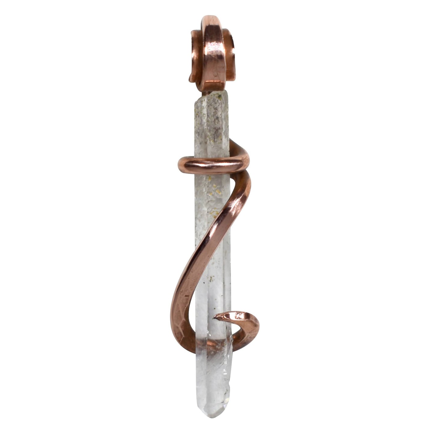 Clear Quartz Point Handmade Crystal Pendant Wrapped in Copper