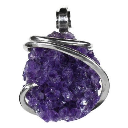 Amethyst Drusy Handmade Crystal Pendant Wrapped in Silver